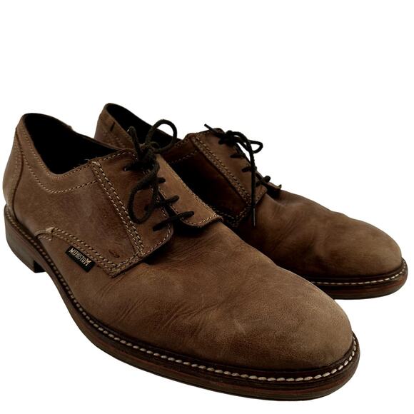 Mephisto Waino Air Jet Derby Dress Shoes Lace Up Leather Soft Air Brown 10 - Picture 1 of 6